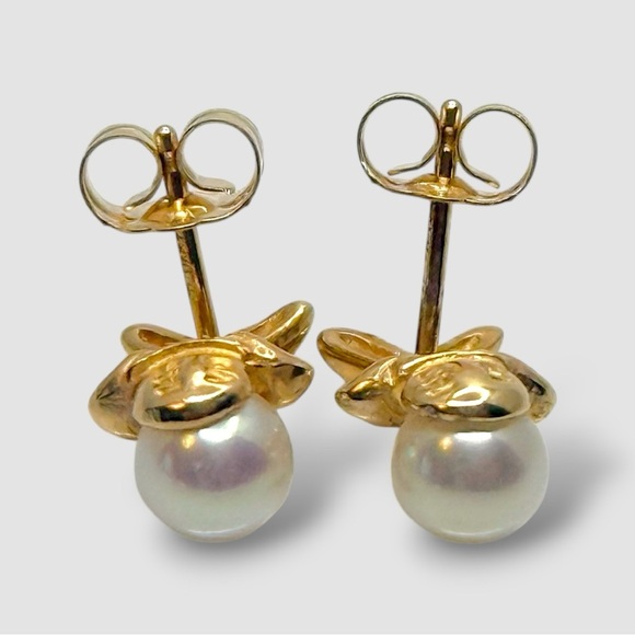 Van Dell 14K Gold Japanese Akoya Pearl Stud Earrings Vintage Mid Century NIB - Picture 5 of 14